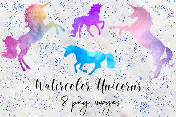 Watercolor unicorn graphics.