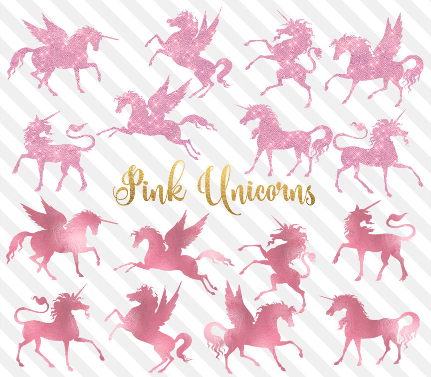 Pink unicorns clipart.