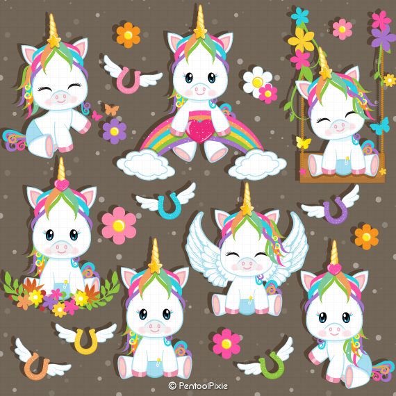 Baby Unicorn Clipart, Unicorn baby shower, Unicorn Clip Art