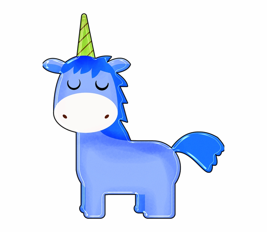 Unicorn Cartoon Blue Boy Unicorn Happy Colorful