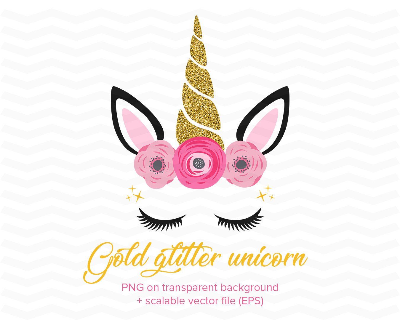 Glitter Unicorn Face Clipart