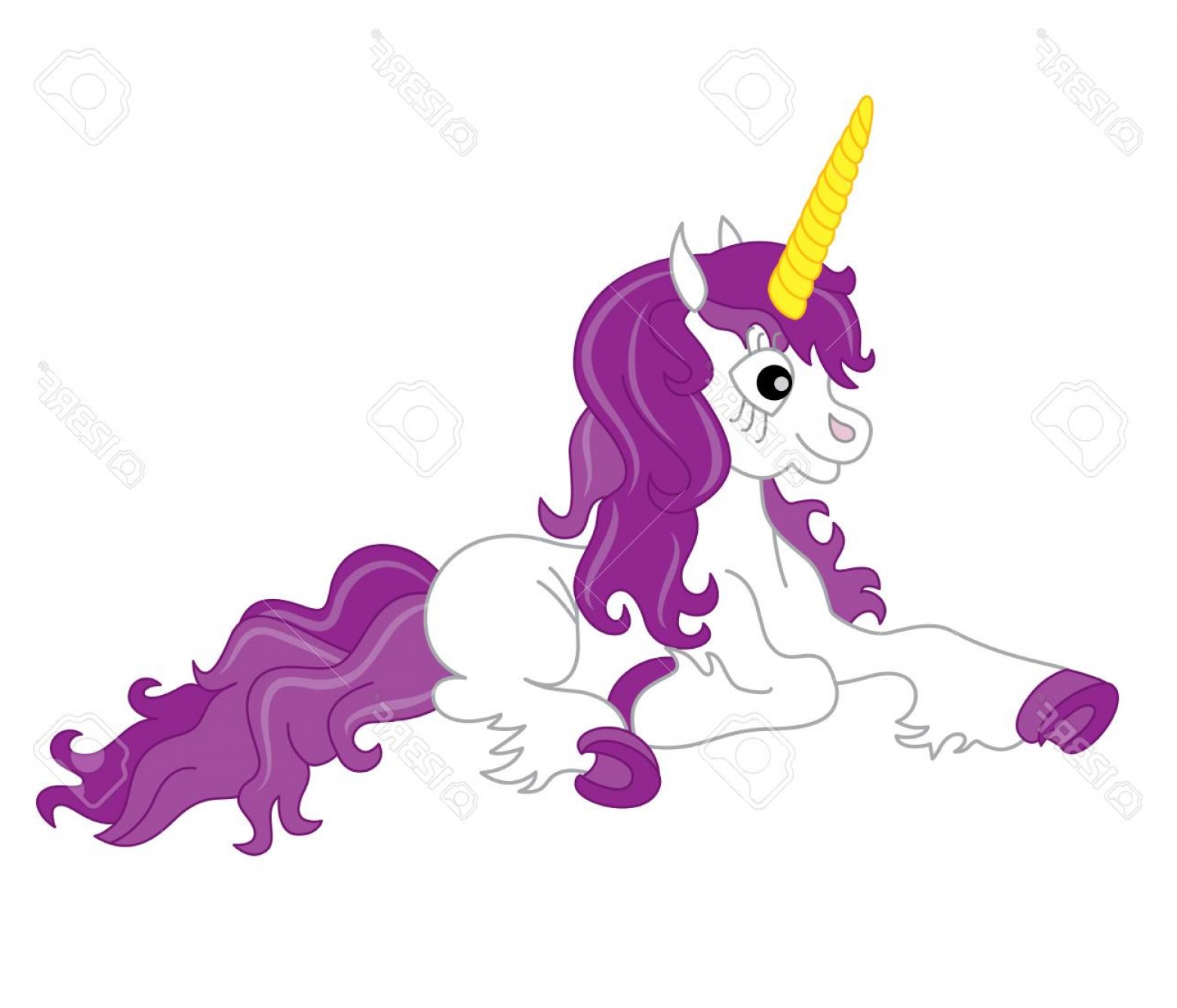 Photostock Vector Vector Cute Unicorn With Purple Mane