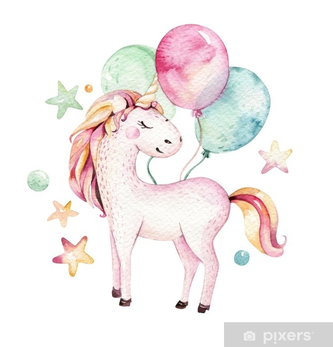 Isolated cute watercolor unicorn clipart