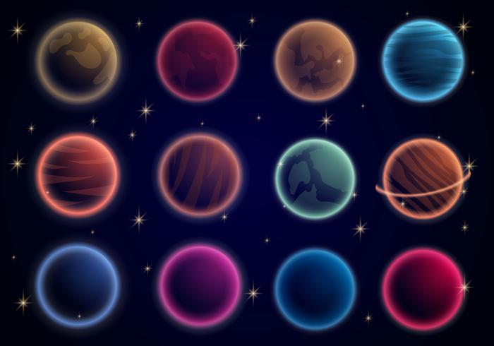 Glowing planets universe.