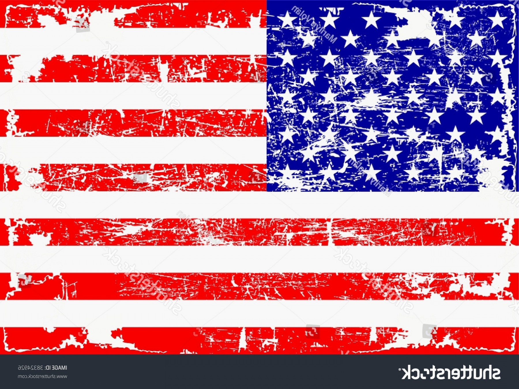 Faded American Flag Clipart Vector Black