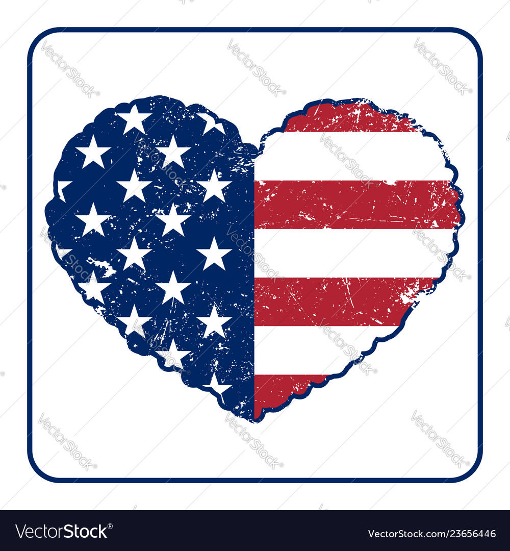 American flag heart grunge