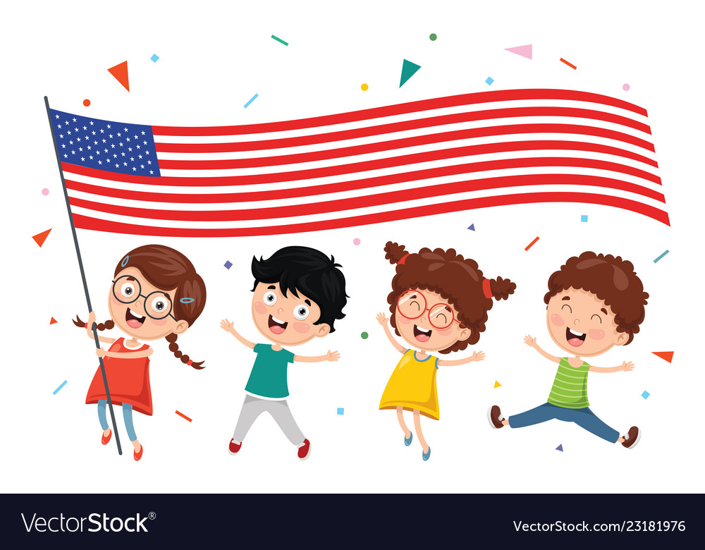 Of kid holding flag vector image