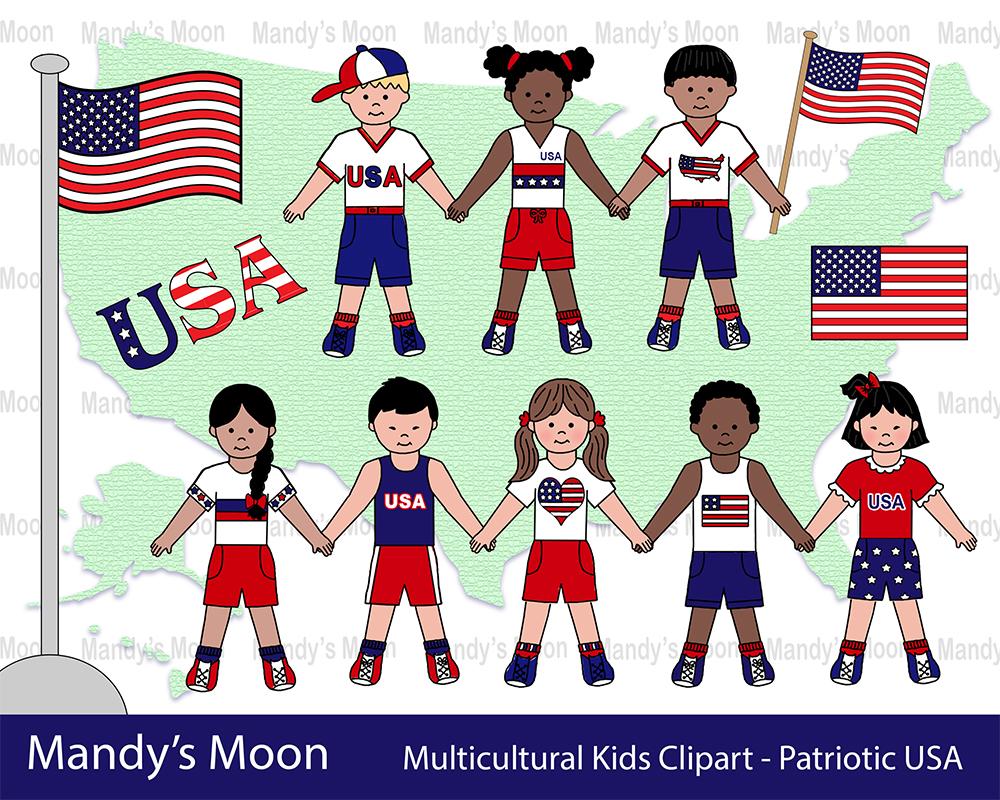 Multicultural kids clipart.