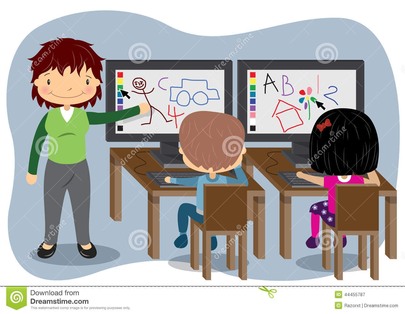 uses of computer in school clipart playing