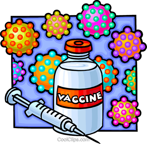 Vaccine and syringe Royalty Free Vector Clip Art