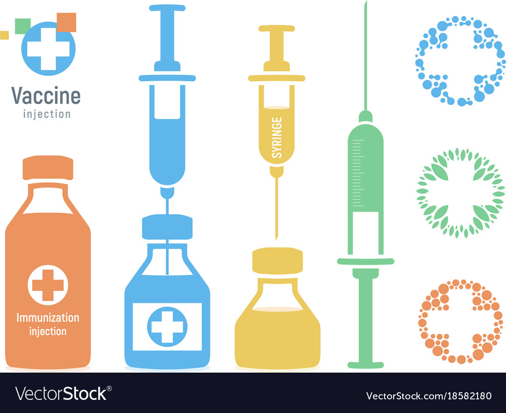 Vaccine vial and syringe infographic elements