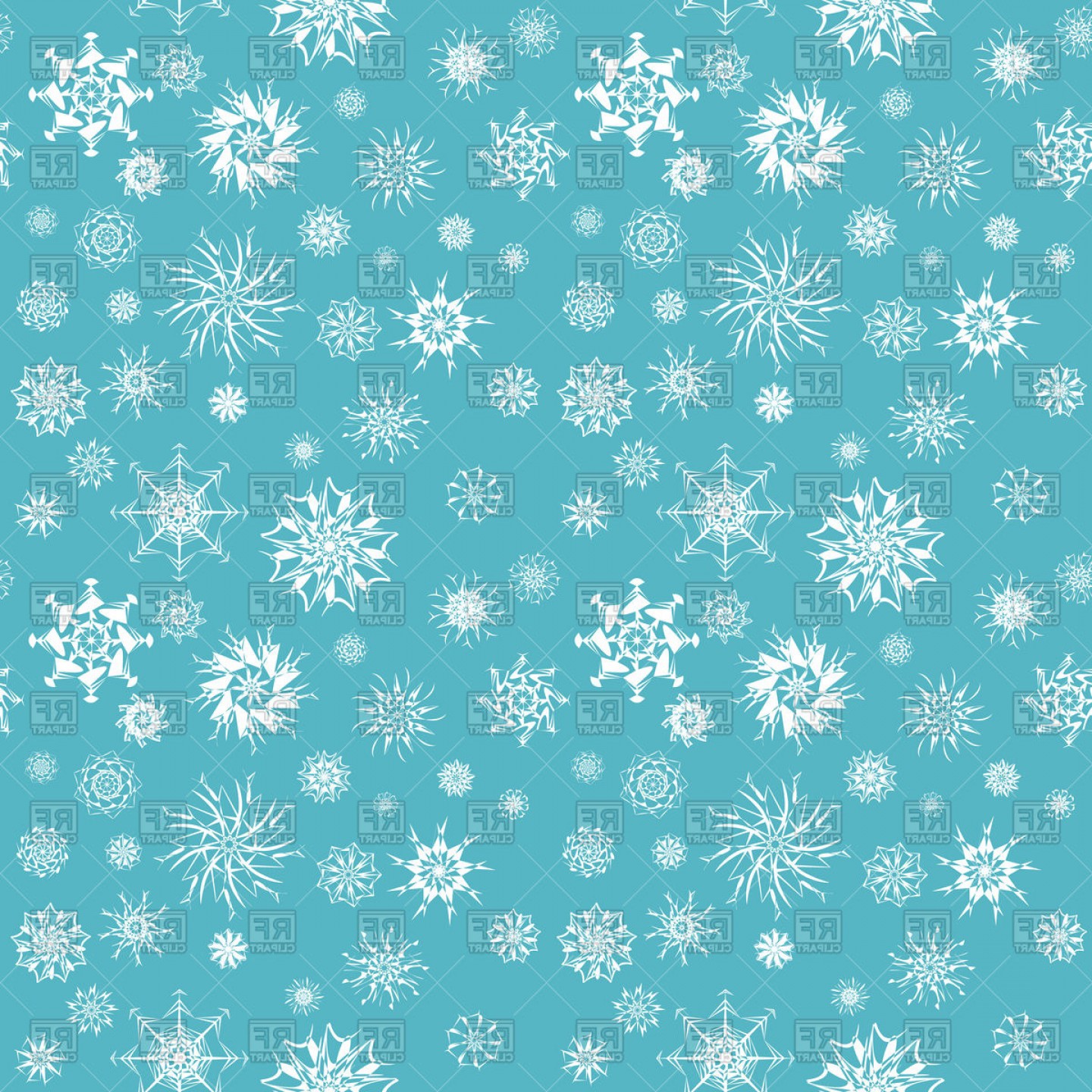 White Christmas Snowflakes On Blue Background Vector Clipart