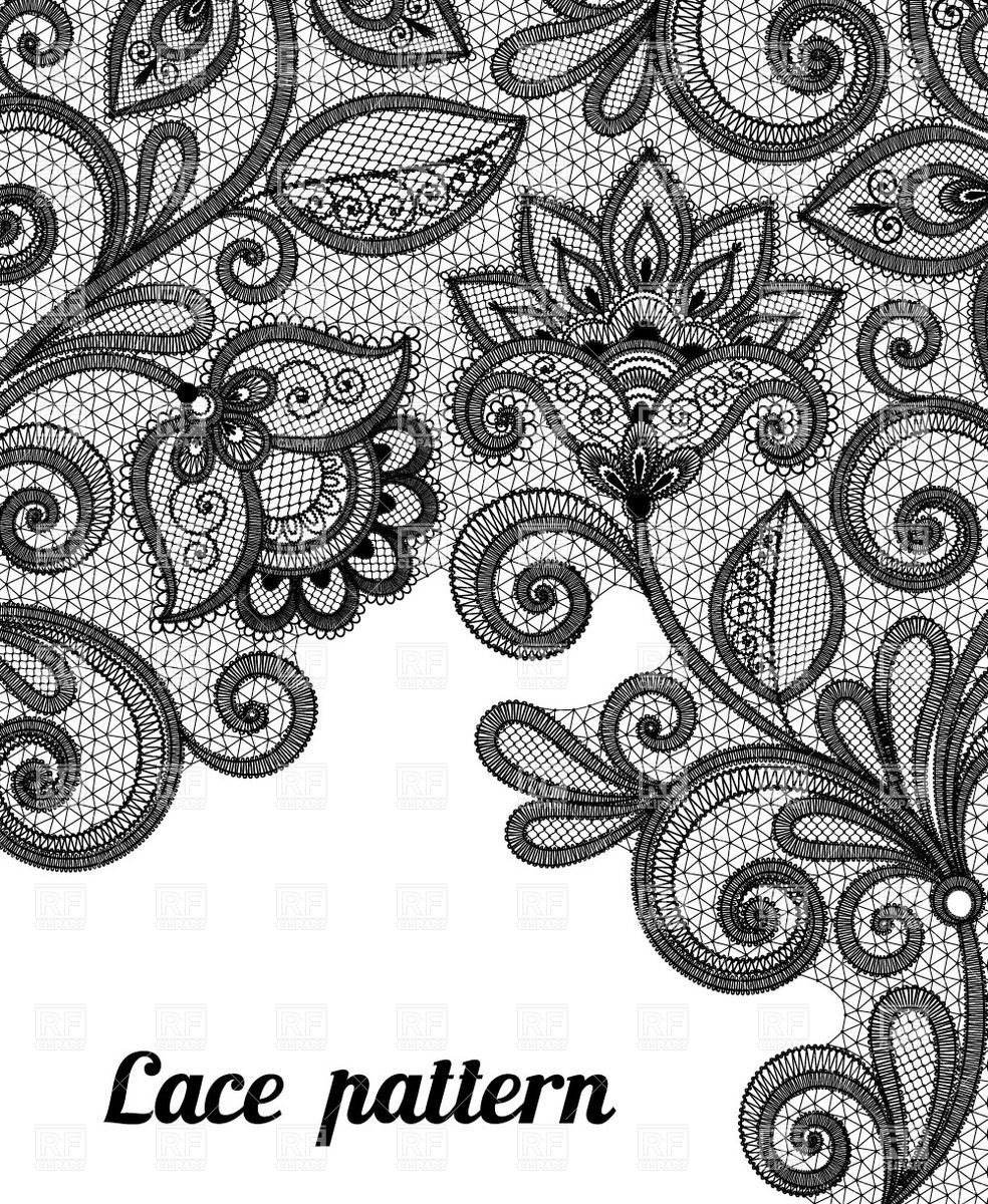 Floral black lace pattern Vector Image