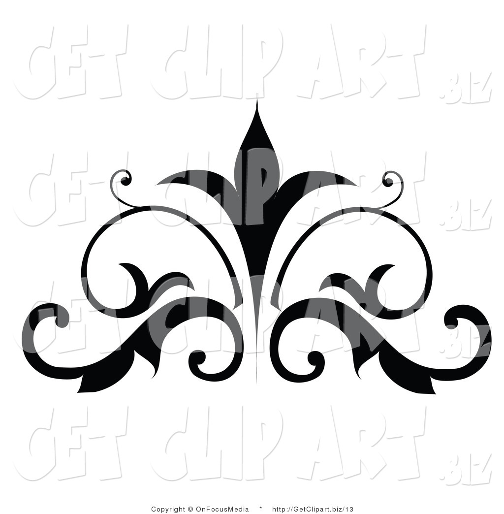 Vector Clip Art of a Silhouetted Scrolling Embellishment