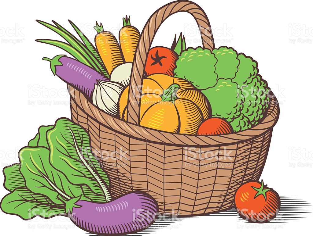 Basket vegetables clipart.