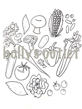 Vegetables clipart coloring.
