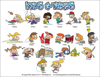 Kids verbs cartoon.