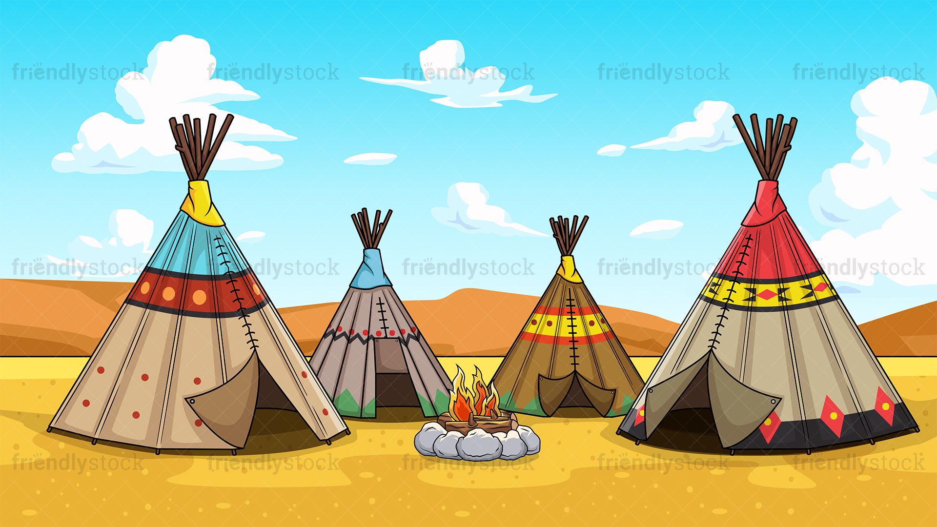 Native American Village Background in