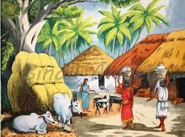 Image result for tamil village life paintings clipart