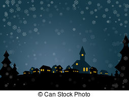 Winter village christmas background Clipart and Stock