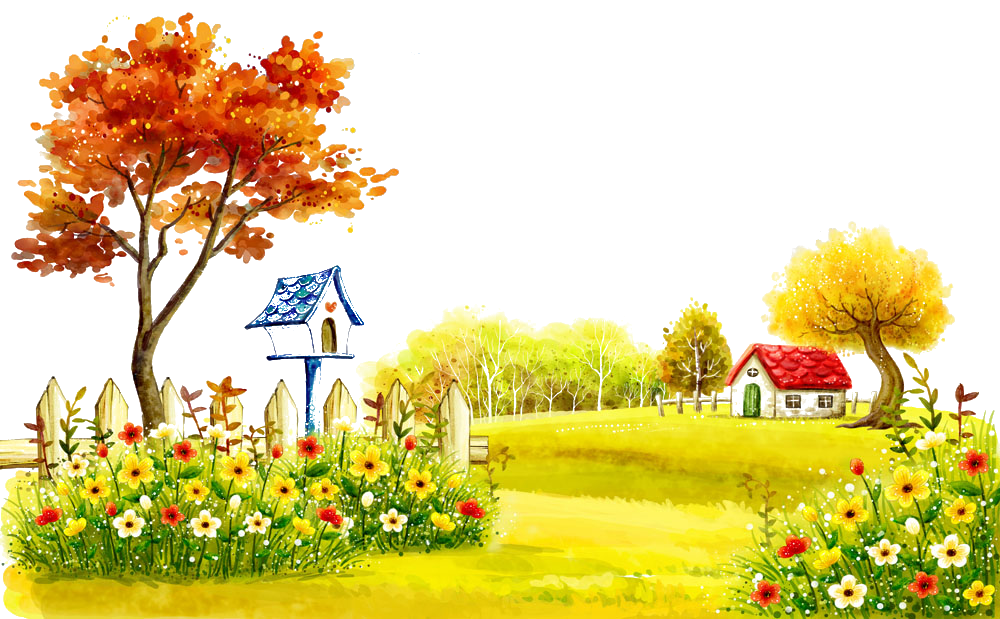 Download Scenery Theatrical Illustration Autumn Village