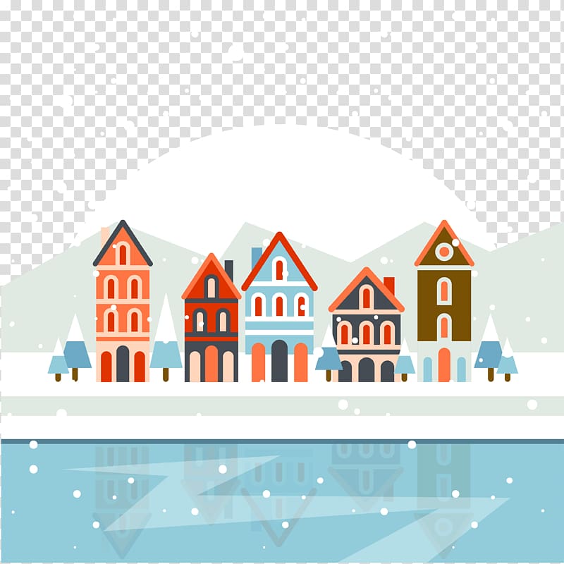 Christmas village Poster , Winter snow transparent