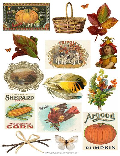 FREE Vintage Autumn Clip Art Collage Sheet