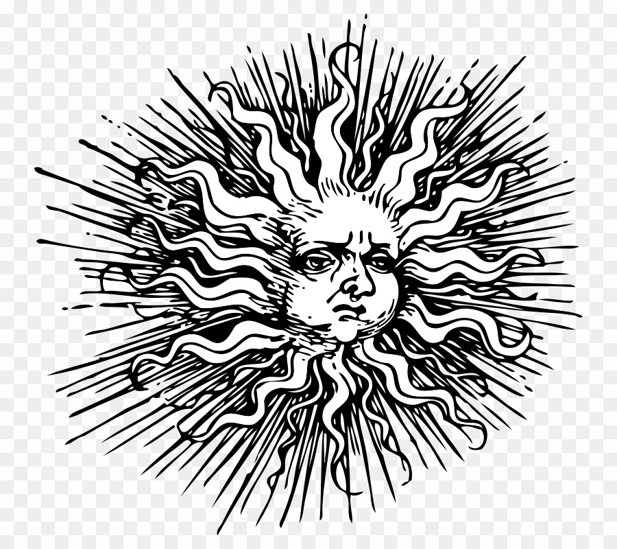 Vintage Sun Drawing PNG Drawing Line Art Clipart download