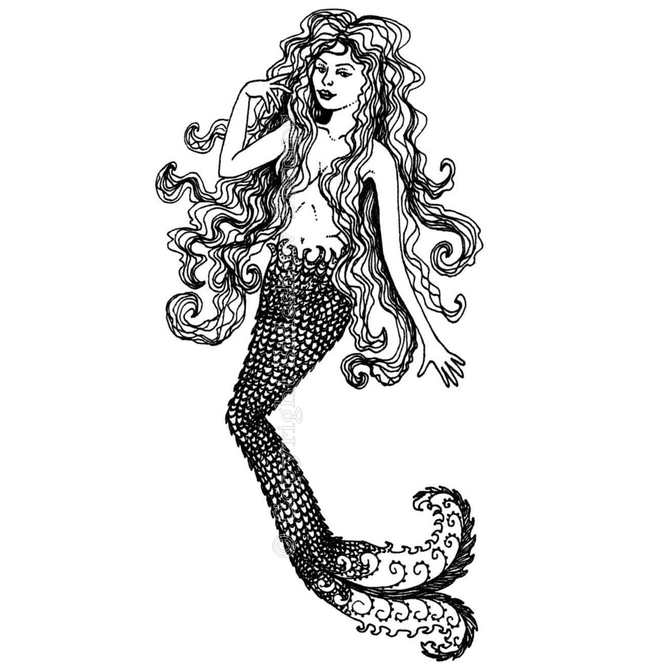 Vintage mermaid clipart.