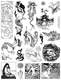 Mermaid rubber stamps.