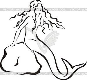 Mermaid Clip Art Black and White