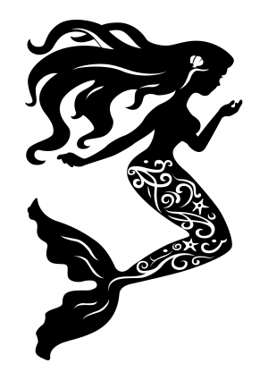 vintage mermaid clipart outline