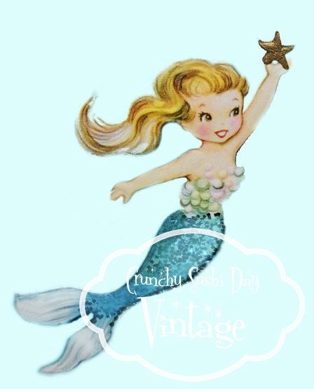 Vintage mermaid girl.