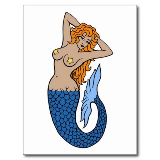 Vintage mermaid tattoo.