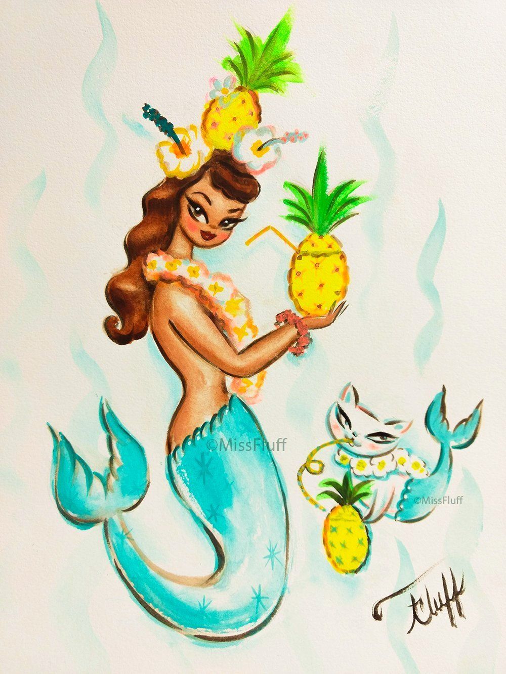 Tropical Pineapple Mermaid with Merkitten