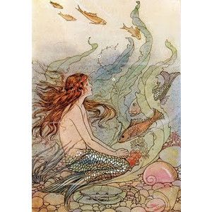 Free Vintage Clip Art Vintage Mermaid Watercolor and