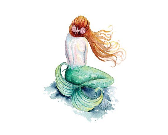 Mermaid art watercolor.