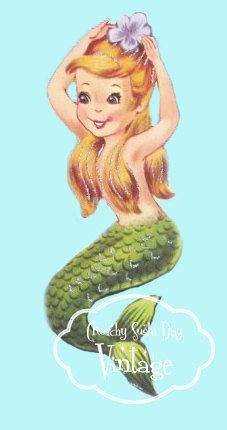 Instant Download Vintage Mermaid Girl Digital by