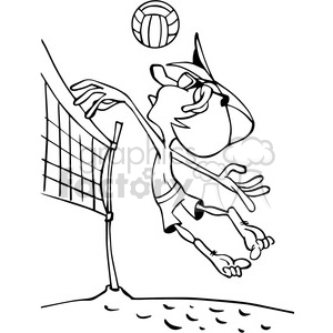 Cartoon beach volleyball player outline clipart