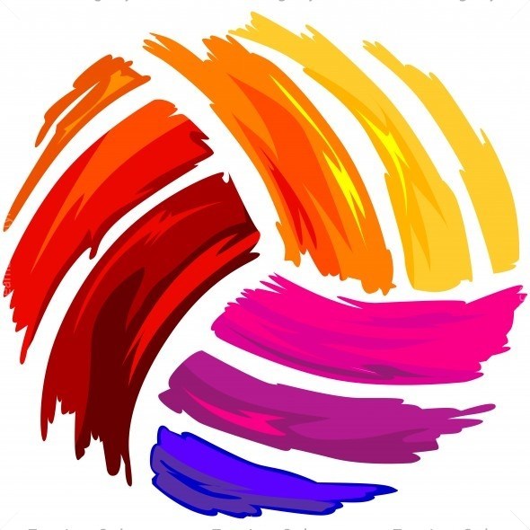 Colorful volleyball clipart.