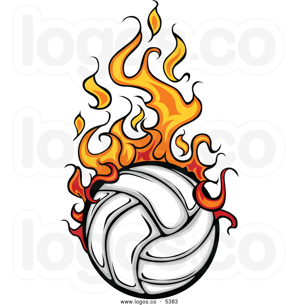 Flaming volleyball clipart.