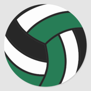 Dark Green and White Volleyball Classic Round Sticker