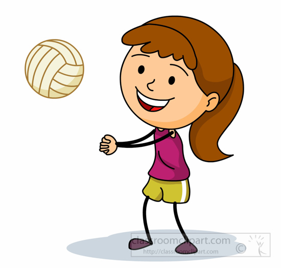 Girls playing volleyball.