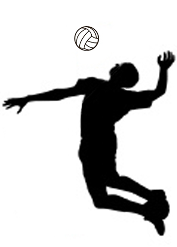 Playing volleyball clipart black and white