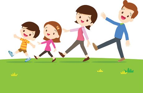 Cute family walking Clipart Image