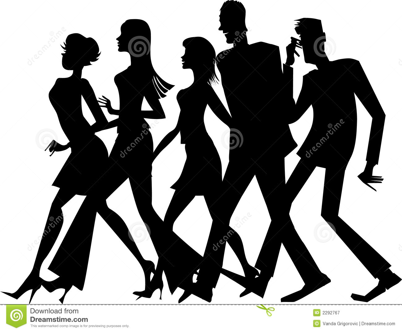 Group walking clipart.