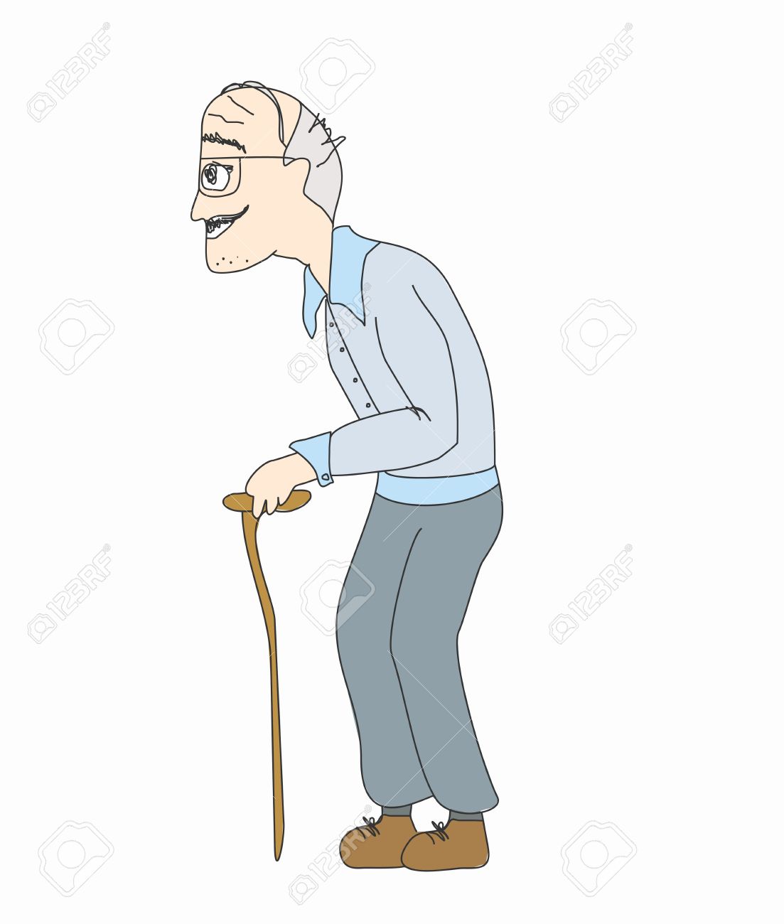 Old man walking clipart