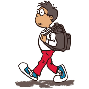 Boy walking school.