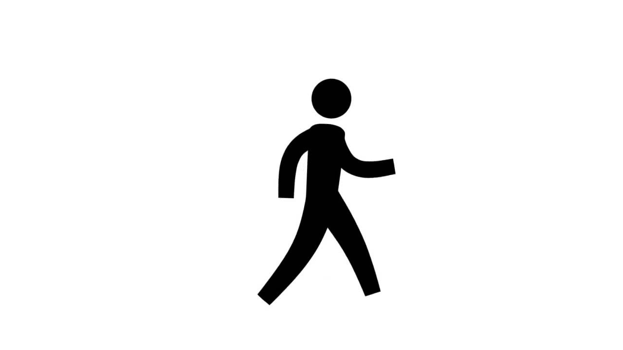 Stick figure walking.