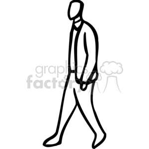 Black an white man outline walking clipart